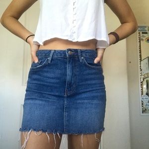 dark wash jean skirt